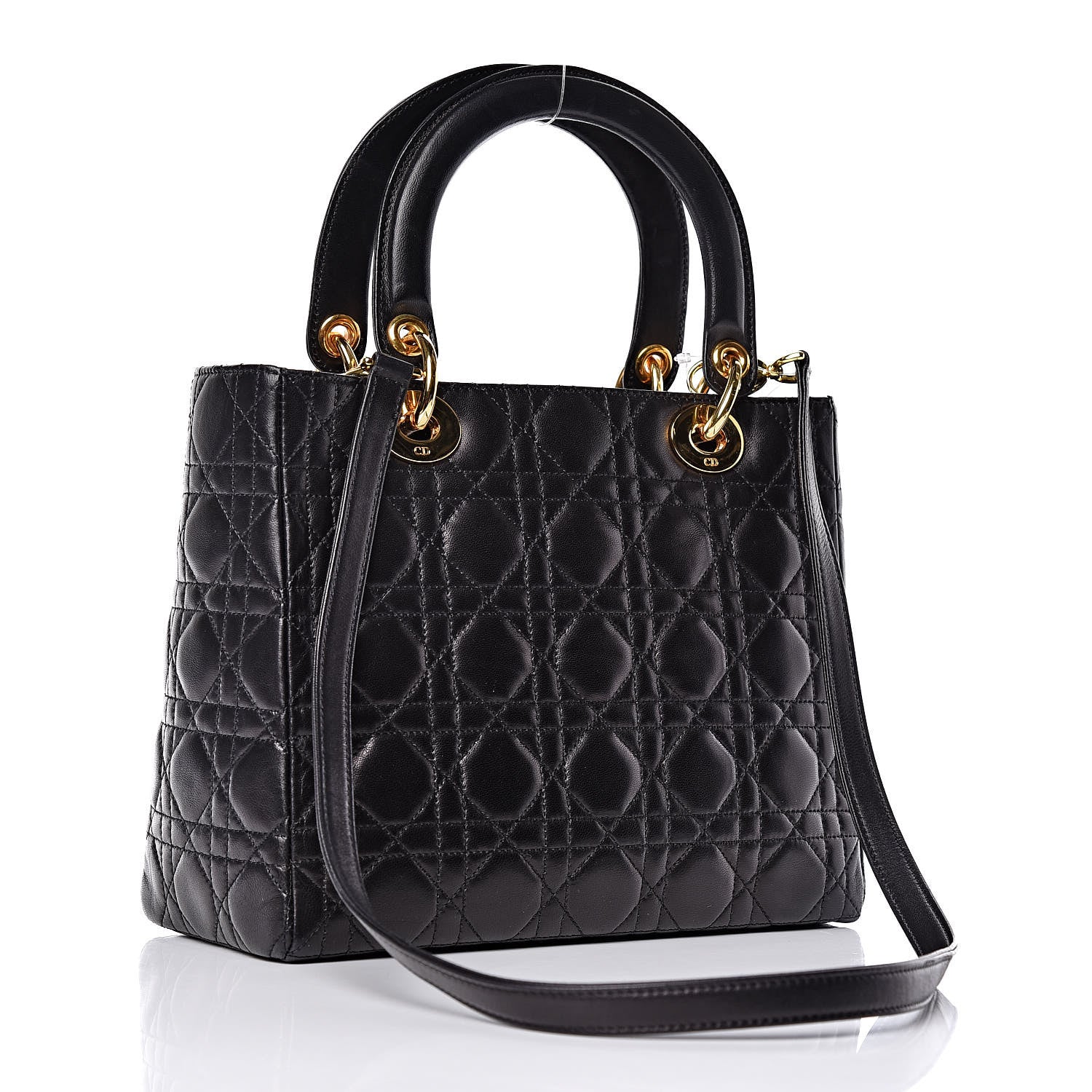 Christian Dior Lambskin Cannage Medium Lady Dior Black 3 of 11