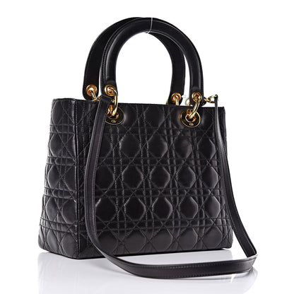 Christian Dior Lambskin Cannage Medium Lady Dior Black 3 of 11