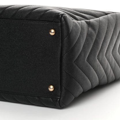 Chanel Caviar Chevron Quilted Coco Handle Shopping Tote Black 12 of 15