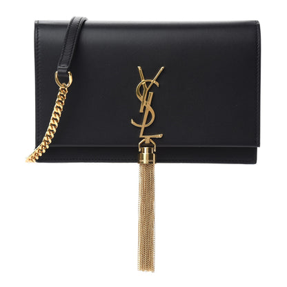 Saint Laurent Smooth Calfskin Classic Monogram Kate Tassel Chain Wallet Black 1 of 10