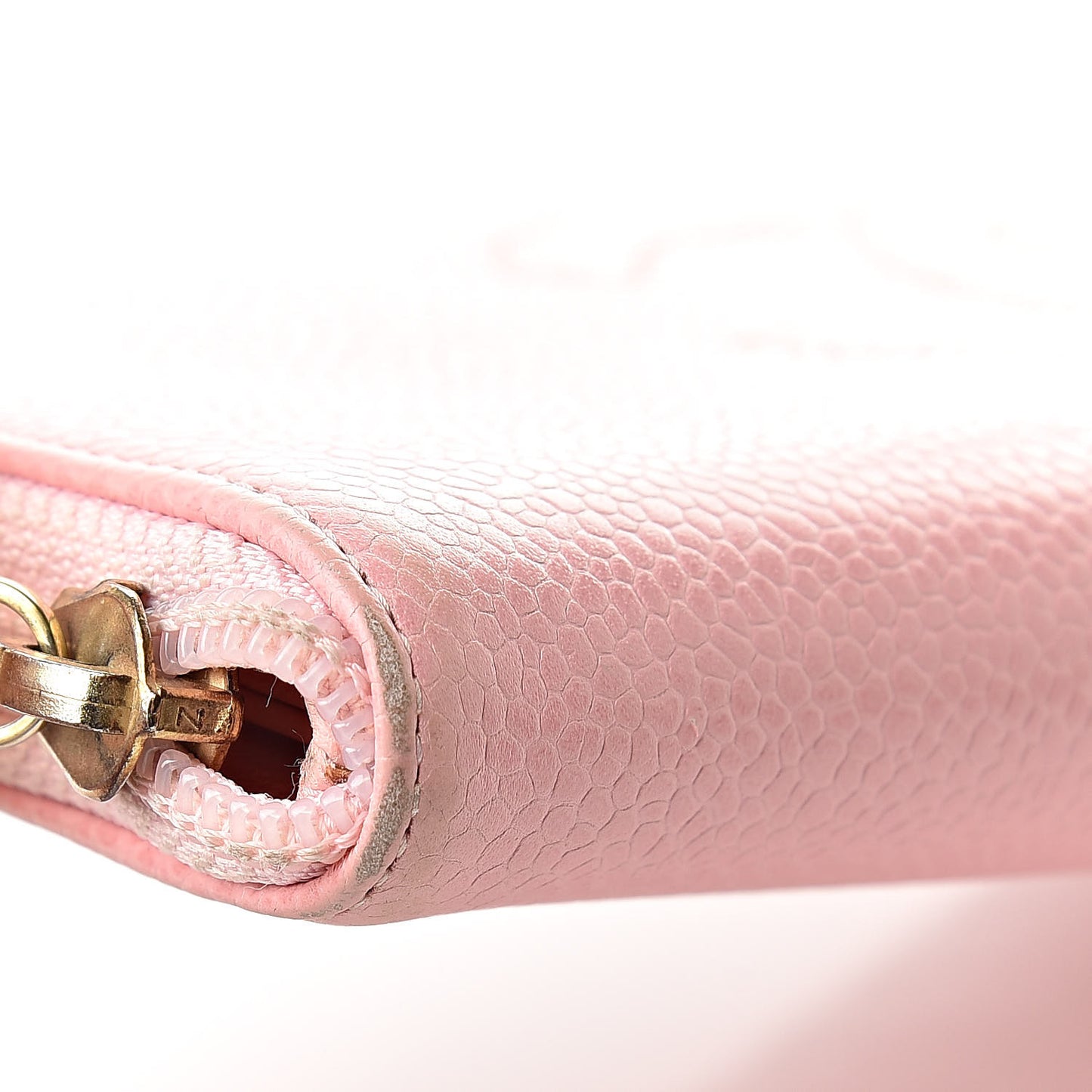 Caviar Zip Around Wallet Pink