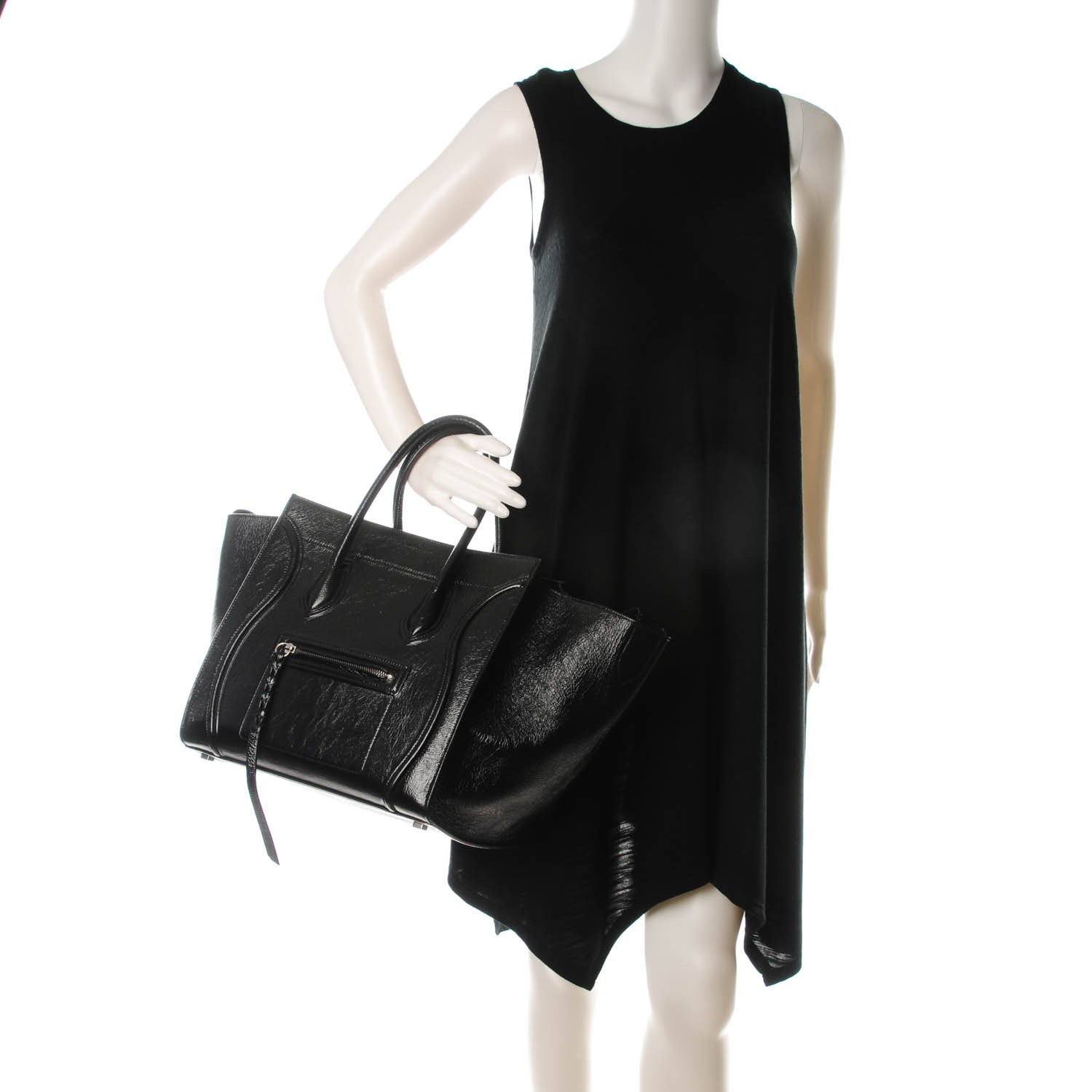 Celine Shiny Goatskin Medium Phantom Luggage Black 2 of 8