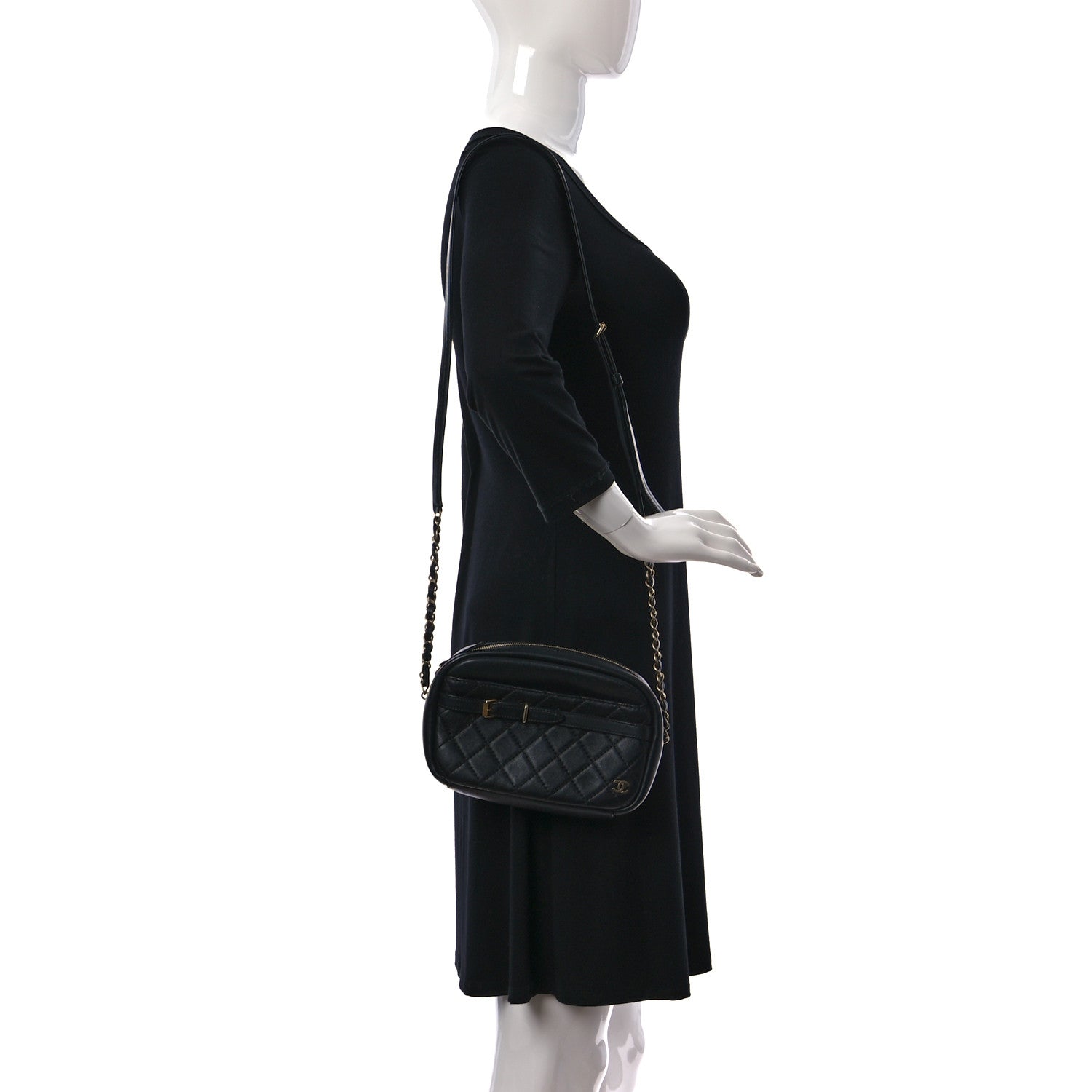 Chanel Lambskin Quilted Large Buckle Camera Case Bag Black 2 of 10