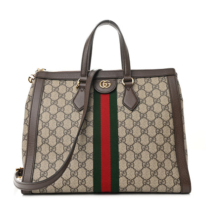 Gucci GG Supreme Monogram Web Medium Ophidia Tote Bag Brown 1 of 10