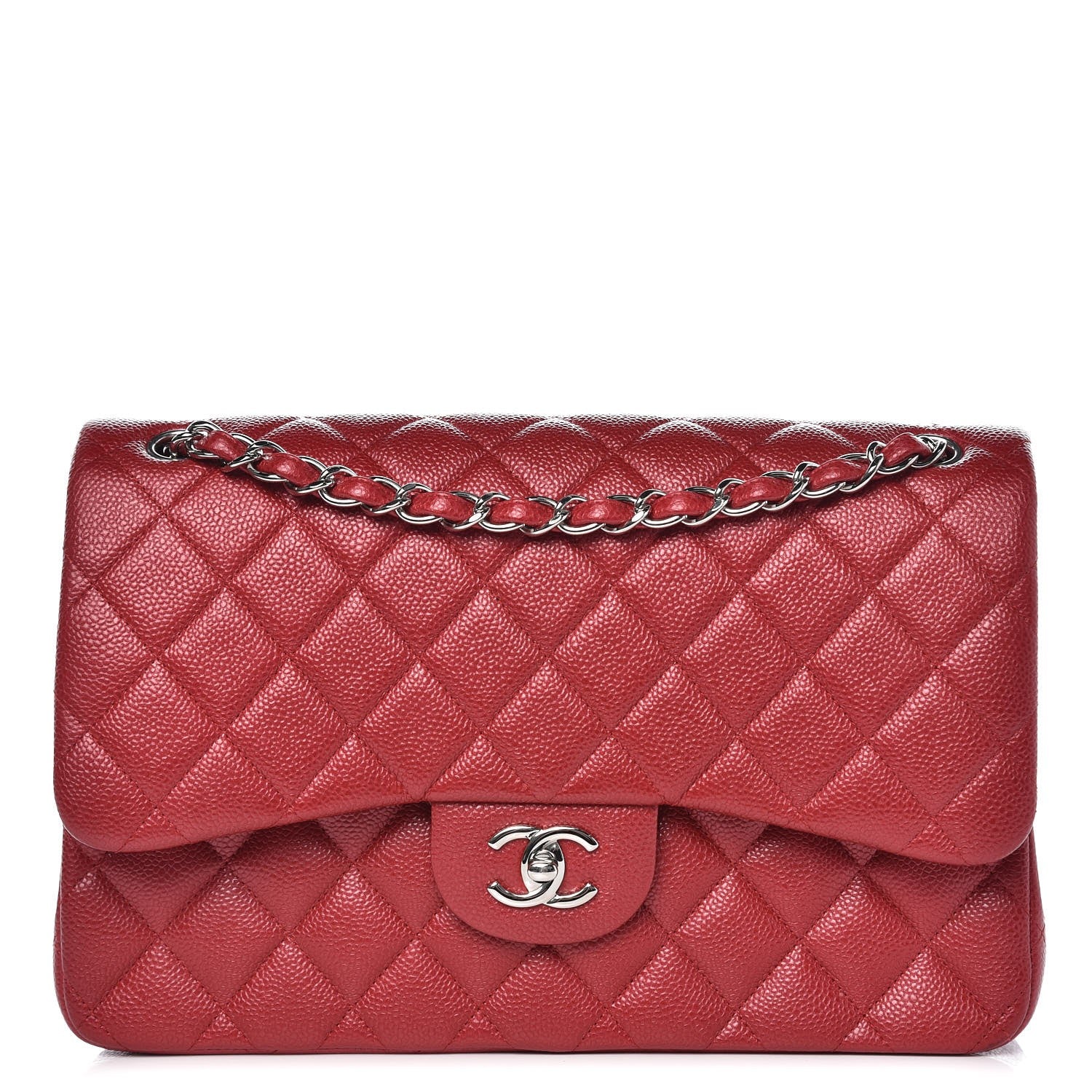 Chanel Pearly Caviar Quilted Jumbo Double Flap Dark Pink 1 of 7
