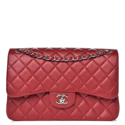 Chanel Pearly Caviar Quilted Jumbo Double Flap Dark Pink 1 of 7