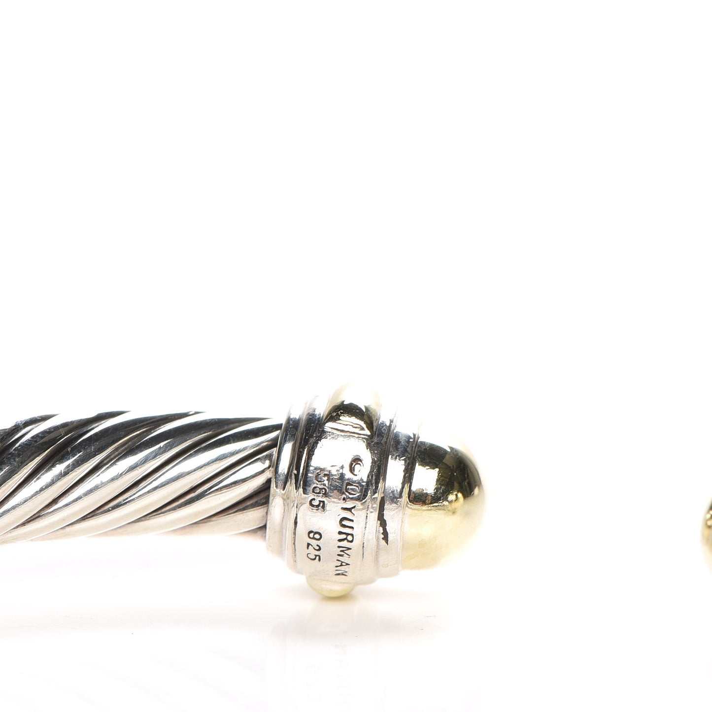 Sterling Silver 14K Yellow Gold 7mm Cable Classics Bracelet