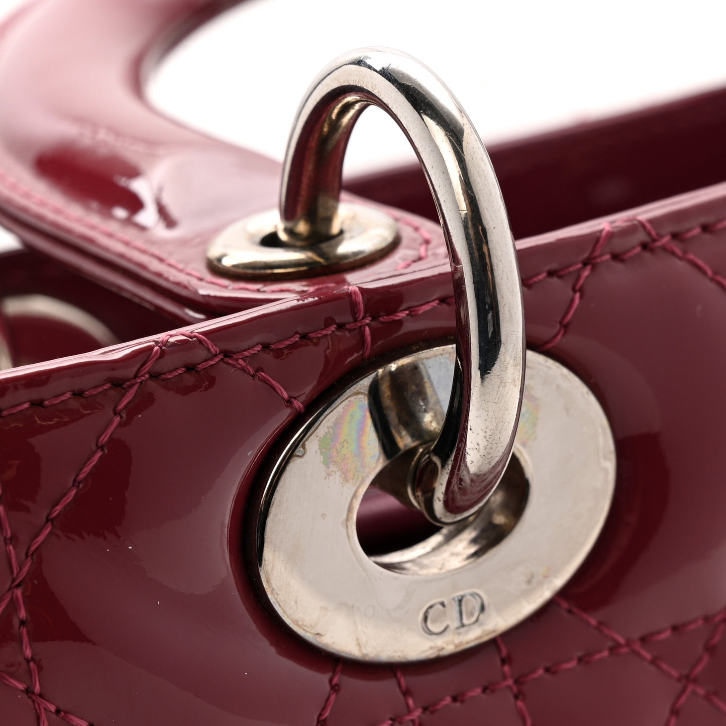 Patent Cannage Medium Lady Dior Dark Pink