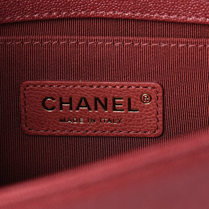 Chanel Caviar Chevron Quilted Small Boy Flap Dark Red 5 of 9