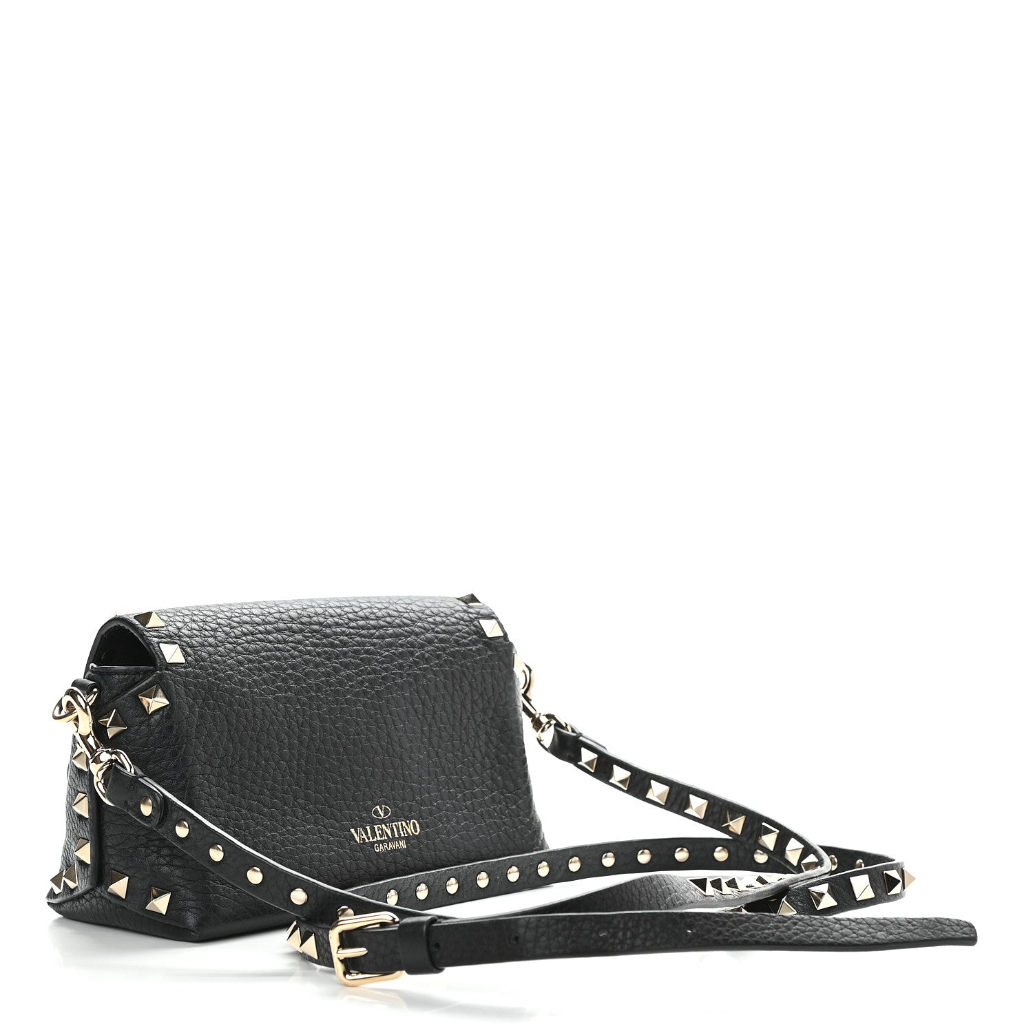 Valentino Garavani Pebbled Calfskin Mini Rockstud Crossbody Bag Black 3 of 8