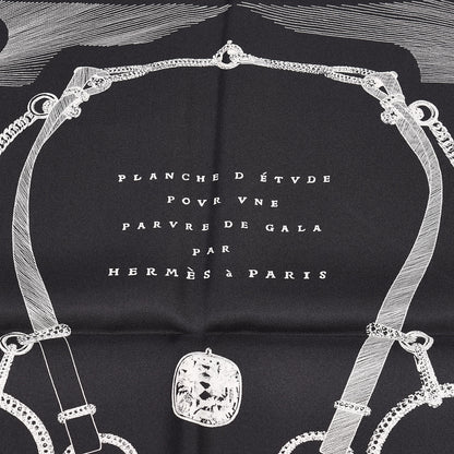 Hermes Silk Etude Pour Une Parure De Gala Scarf 90 Black White 3 of 5