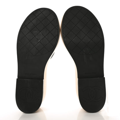 Chanel Lambskin Quilted CC Slip On Platform Sandals 39 Black 5 of 7