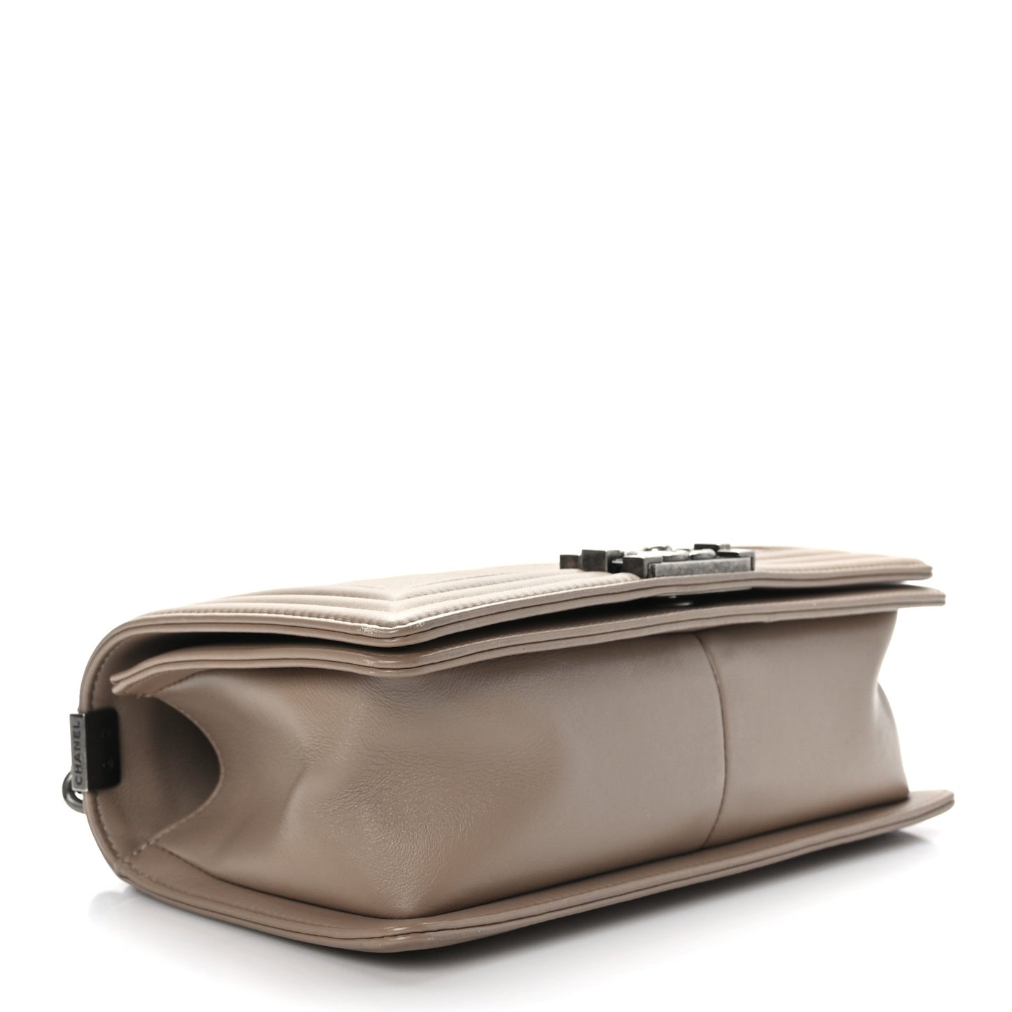 Calfskin Chevron Quilted Medium Boy Flap Taupe