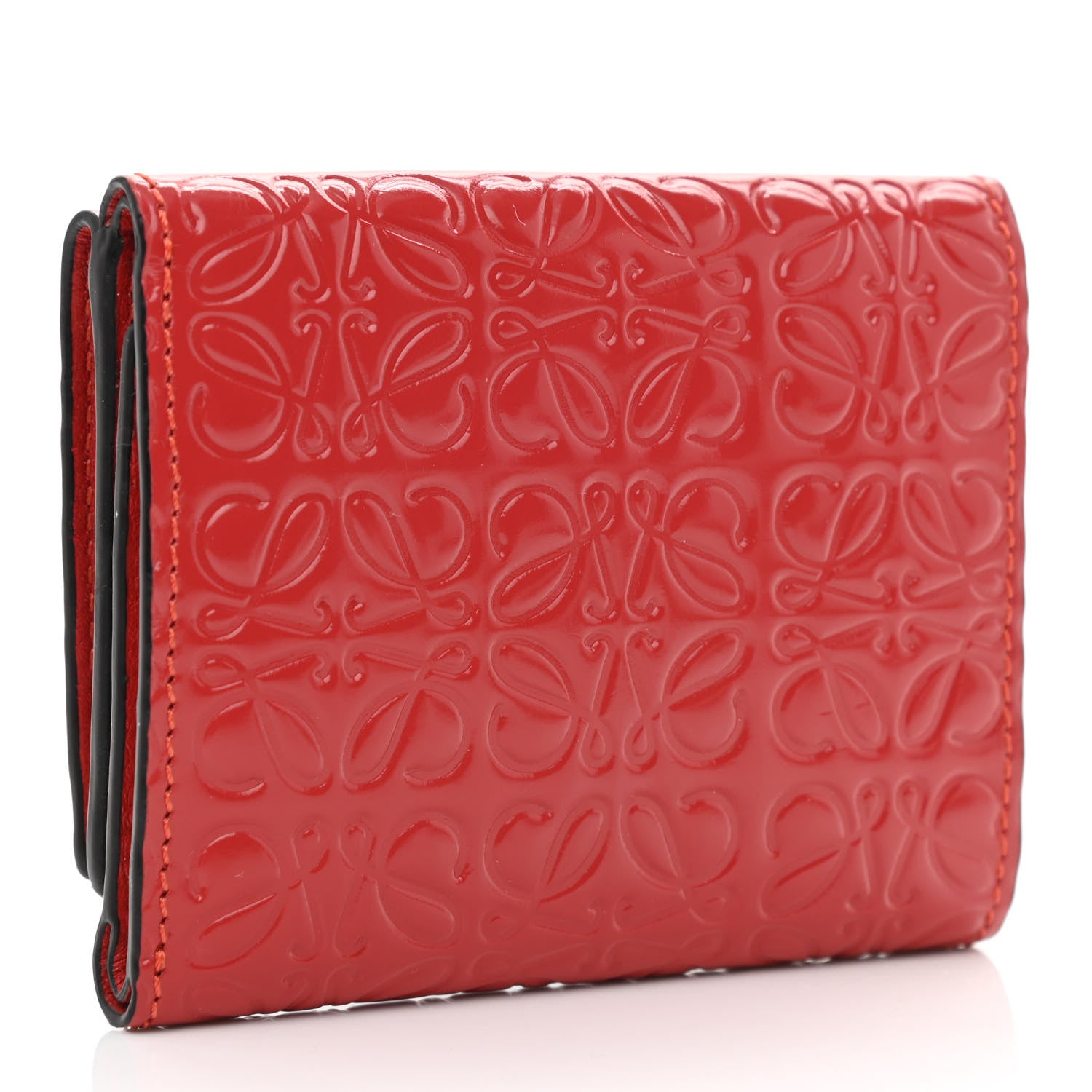 Loewe Calfskin Embossed Trifold Wallet Red 3 of 10