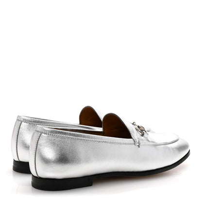 Gucci Metallic Nappa Womens Jordaan Loafers 36 Argento 5 of 10