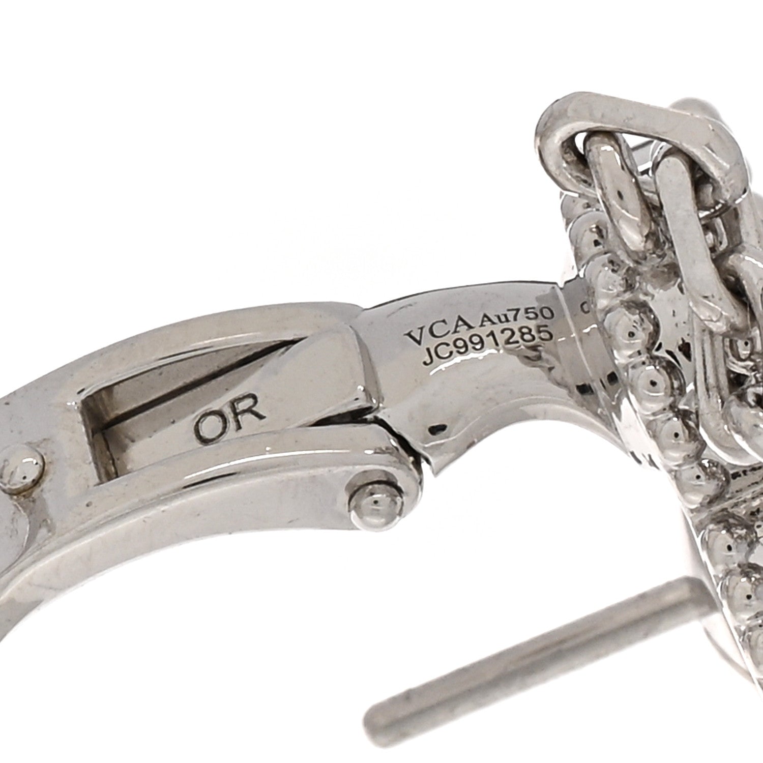 Van Cleef & Arpels 18K White Gold Mother of Pearl Chalcedony 3 Motifs Magic Alhambra Earrings 4 of 5