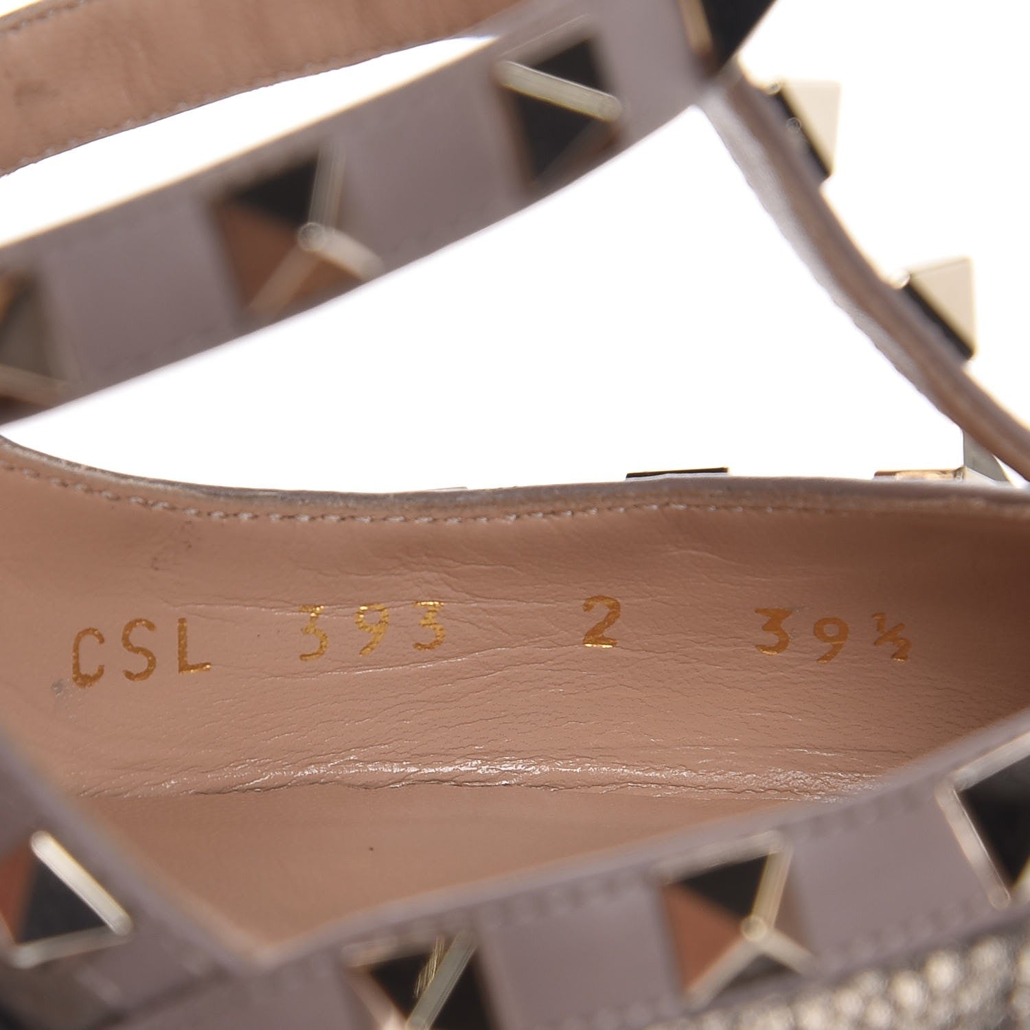 Valentino Garavani Metallic Pebbled Calfskin Rockstud Ankle Strap 100mm Pumps 39.5 Sasso Poudre 8 of 9