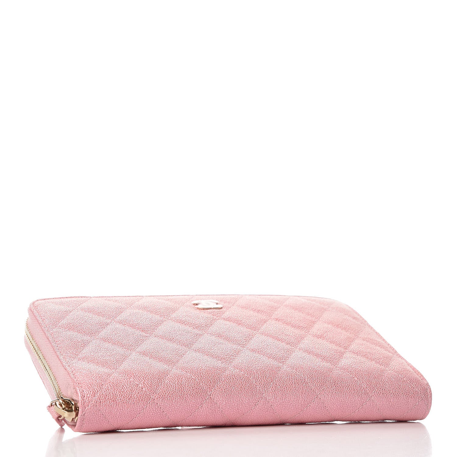 Chanel Iridescent Caviar Quilted Large Zip Around Organizer Wallet Pink 4 of 9