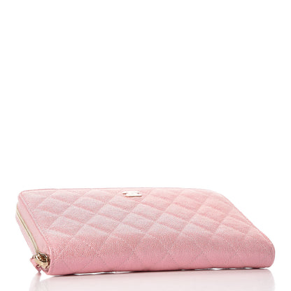 Chanel Iridescent Caviar Quilted Large Zip Around Organizer Wallet Pink 4 of 9