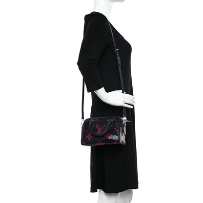 Louis Vuitton Giant Monogram Sequins Speedy Bandouliere 18 Navy Fuchsia 2 of 9