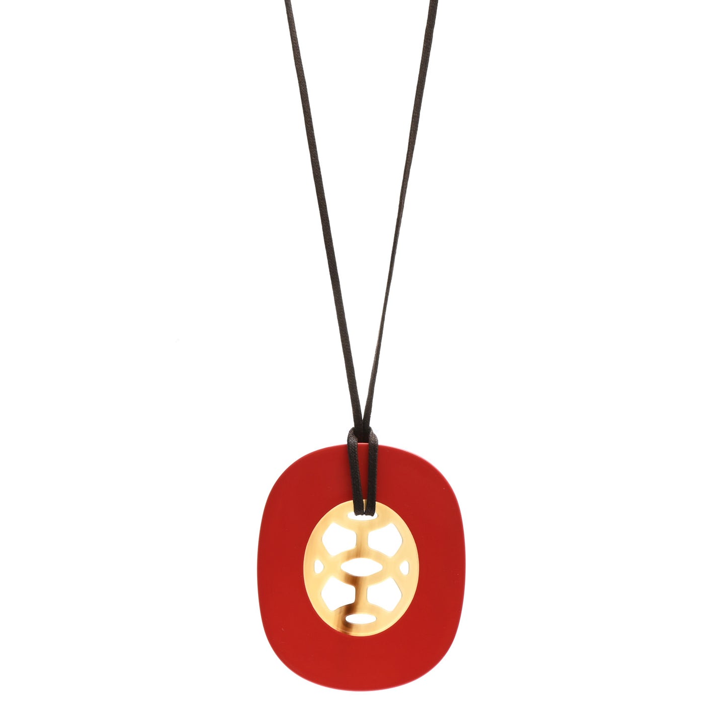 Buffalo Horn Lacquer Lift Necklace GM Rouge Carmin