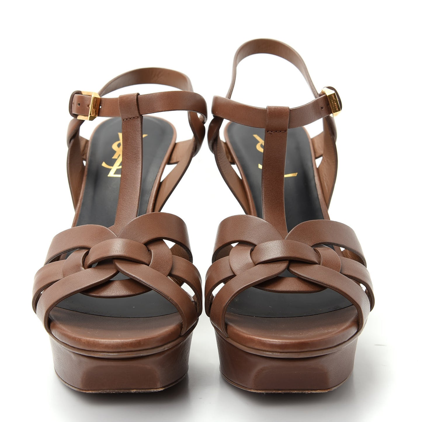 Calfskin Tribute 75 Platform Sandals 36.5 Dark Cuoio