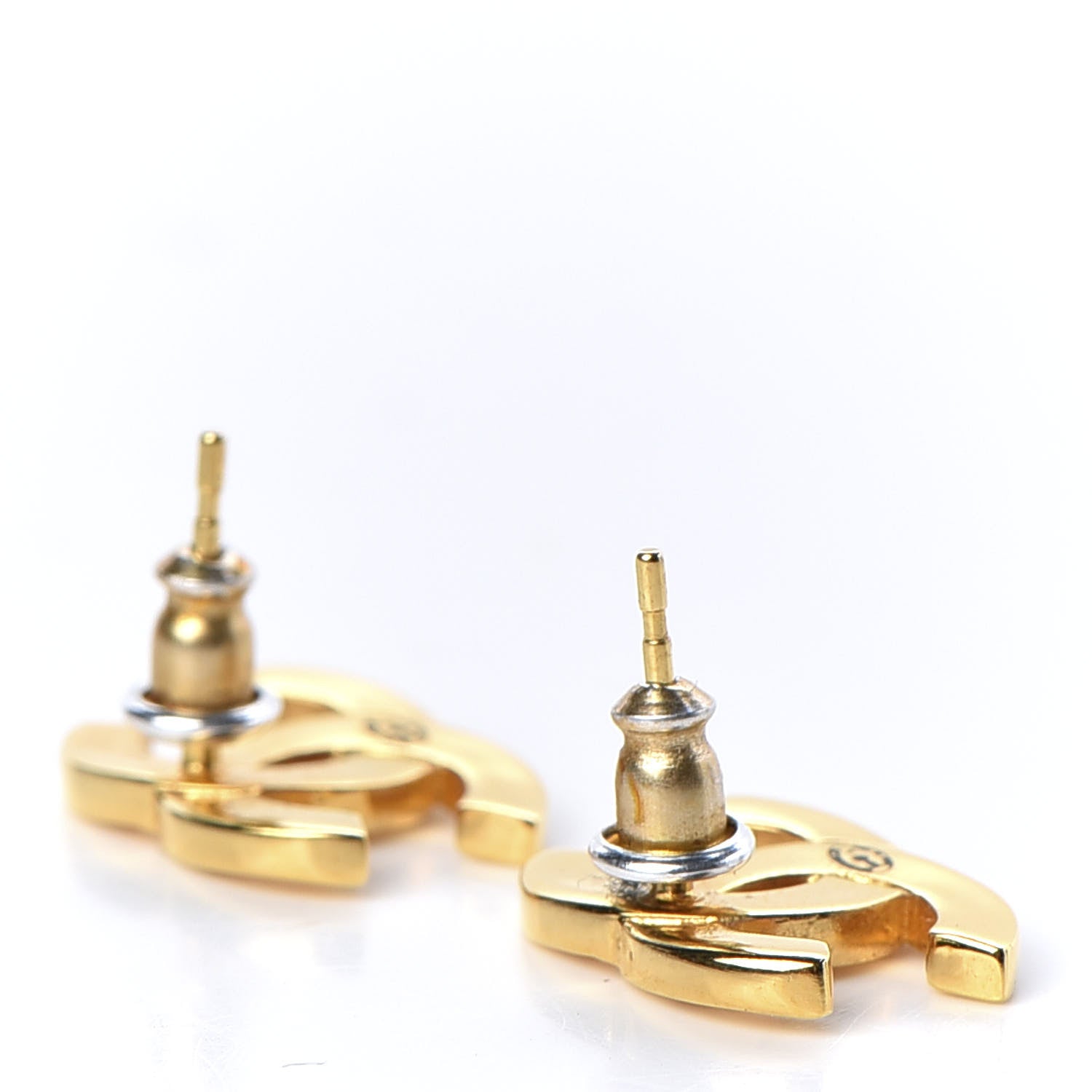 Chanel Metal Paris Button Earrings Gold 3 of 5