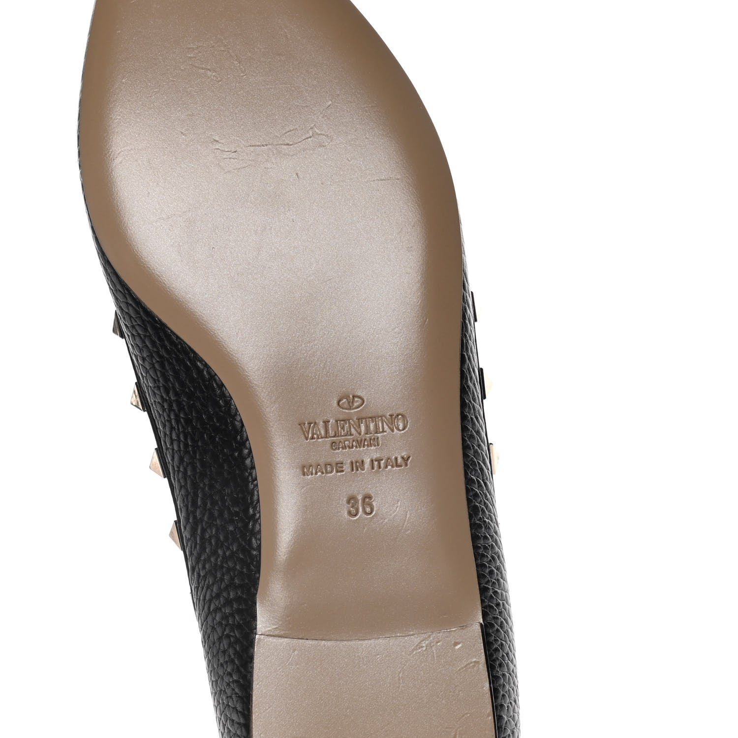 Valentino Garavani Pebbled Calfskin Rockstud Ballerina Flats 36 Black 7 of 12