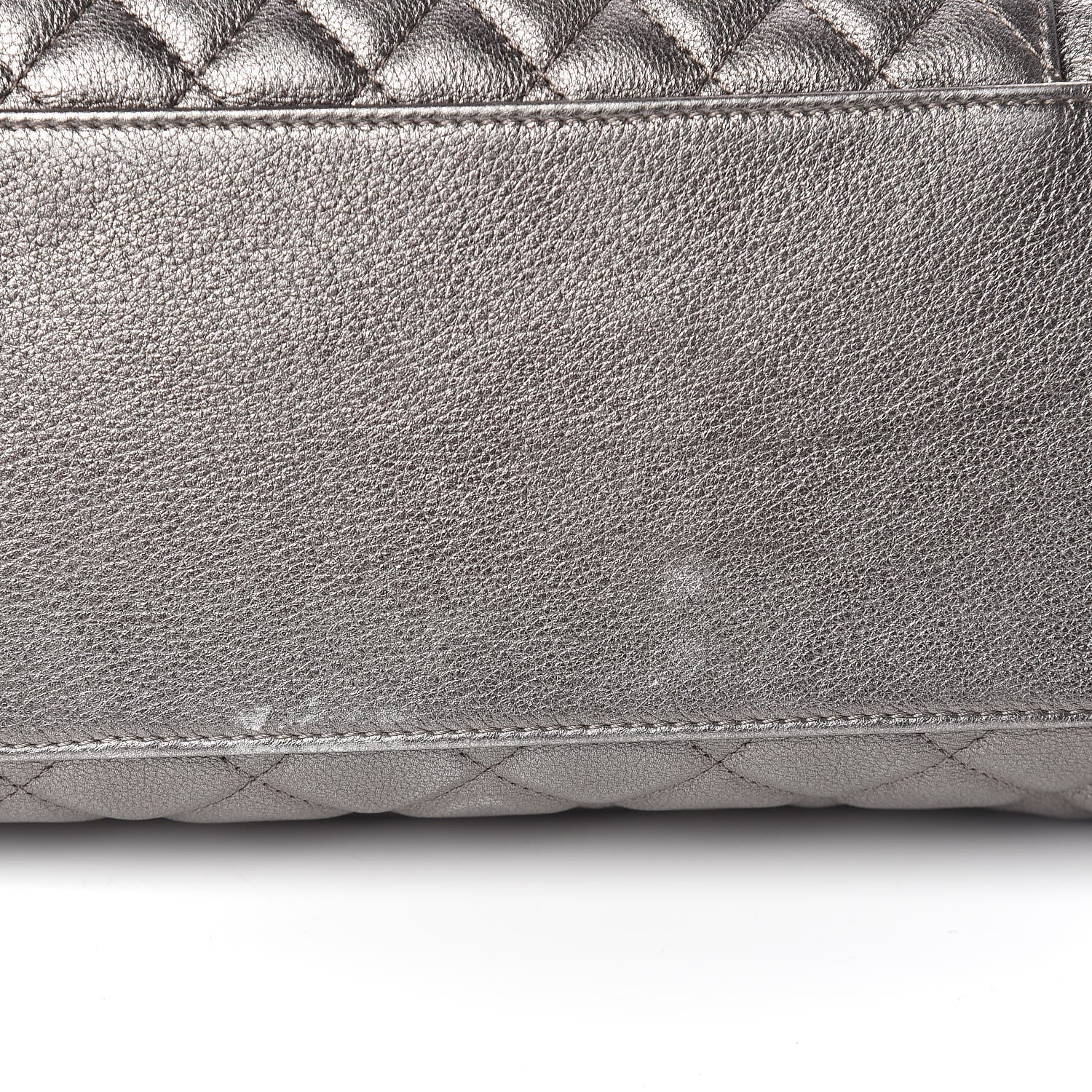 Chanel Metallic Grained Calfskin Quilted Large Casual Pocket Tote Silver 10 of 11