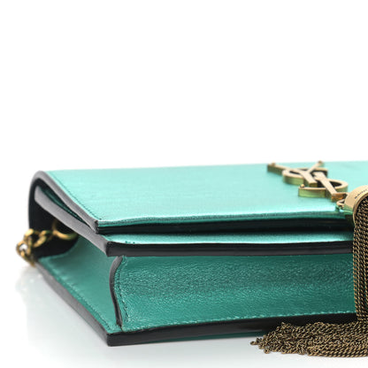 Saint Laurent Laminated Calfskin Classic Monogram Kate Tassel Chain Wallet Green 8 of 10