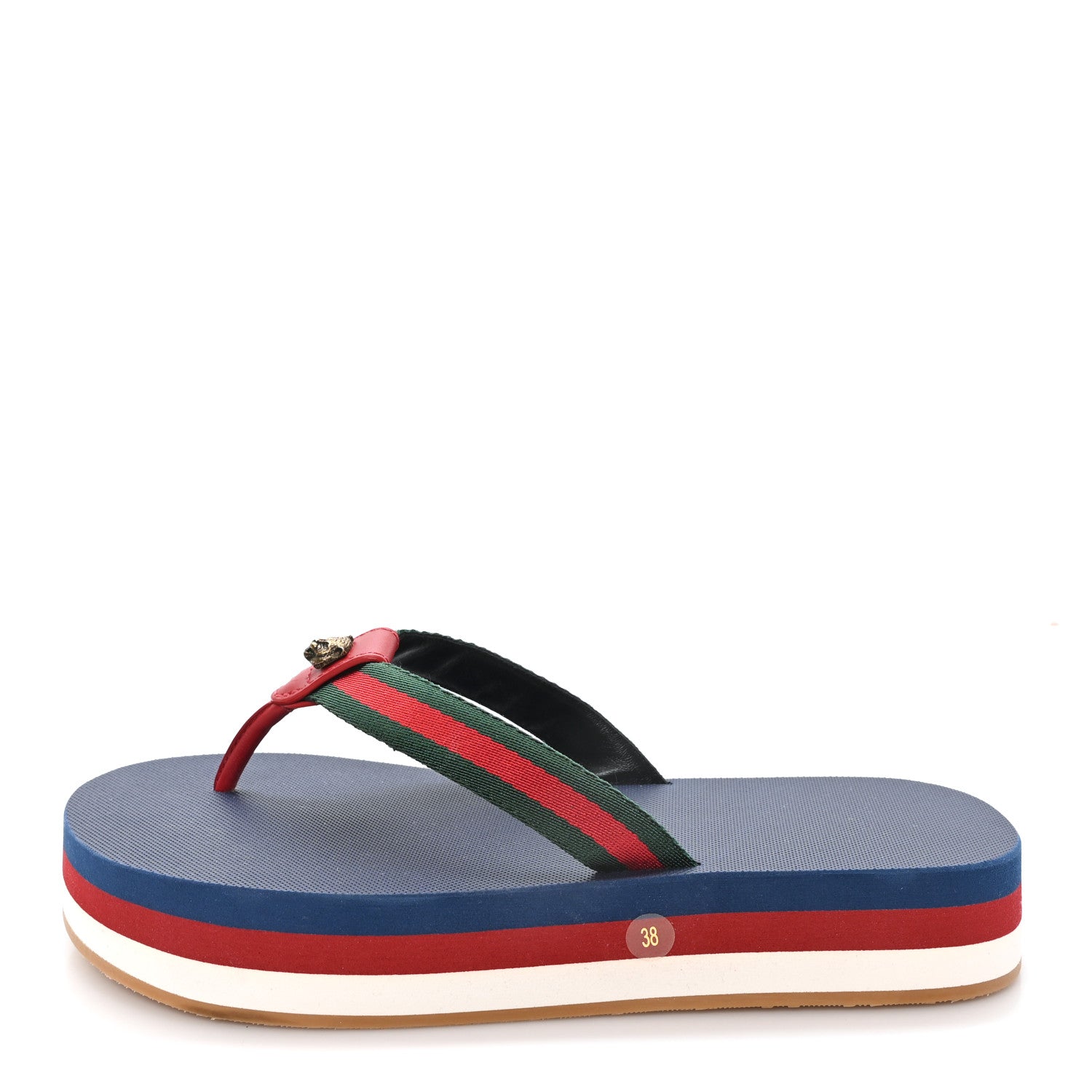 Gucci Canvas Web Platform Lifford Thong Sandals 38 Hibiscus Red 1 of 10