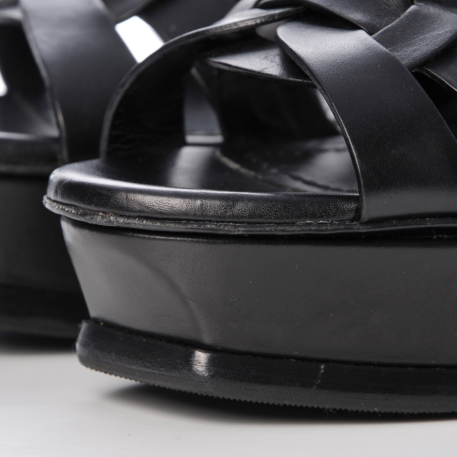 Saint Laurent Calfskin Tribute 105 Platform Sandals 39 Black 12 of 14