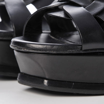 Saint Laurent Calfskin Tribute 105 Platform Sandals 39 Black 12 of 14