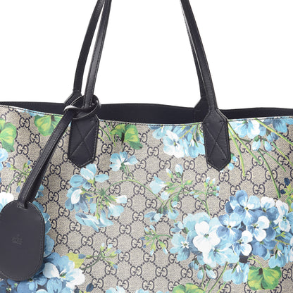 Gucci GG Supreme Monogram Blooms Medium Reversible Tote Beige Blue Navy 10 of 15