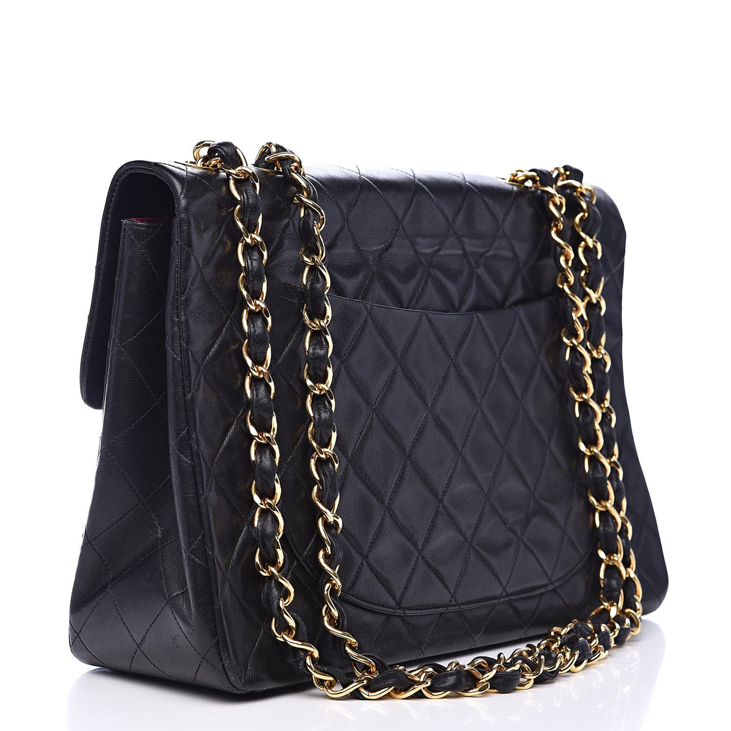Lambskin Quilted XL Jumbo Single Flap Black