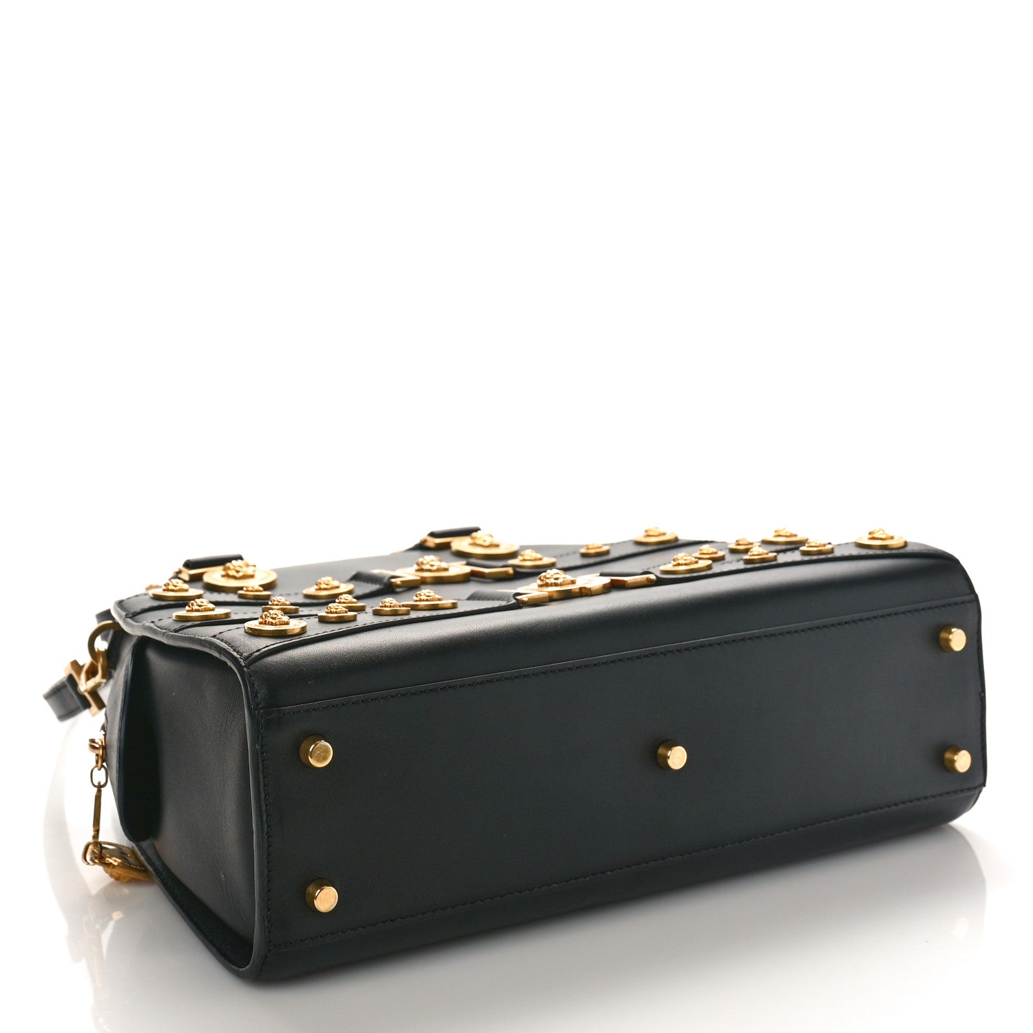 Versace Calfskin Medallion Tribute Bowling Bag Black 4 of 8