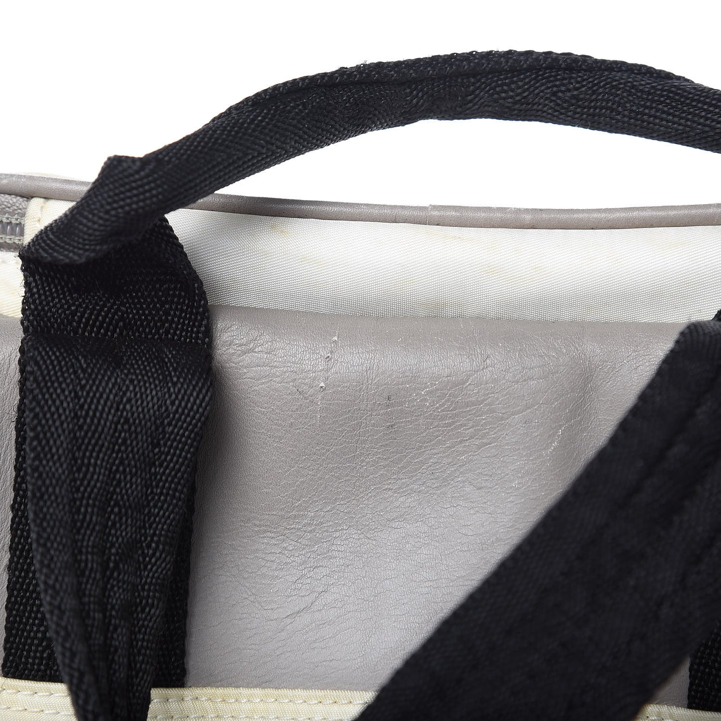 Nylon Calfskin CC Backpack White Gray