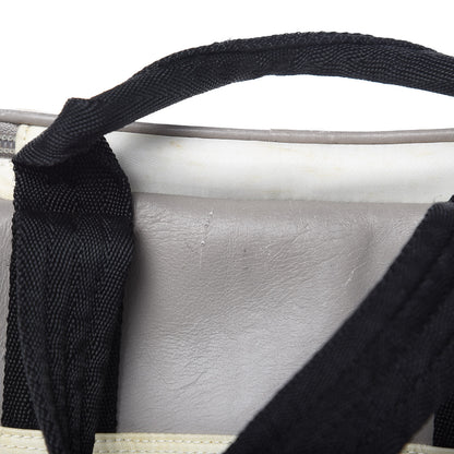 Chanel Nylon Calfskin CC Backpack White Gray 20 of 25