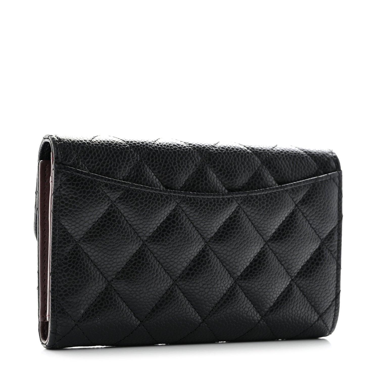 Caviar Quilted Medium Flap Wallet Black