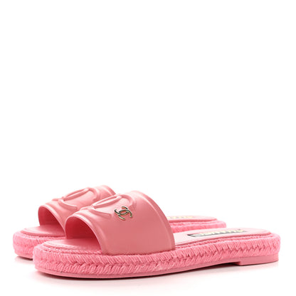 Chanel Lambskin Espadrille Mule Sandals 38 Pink 3 of 8