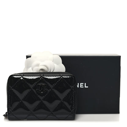 Chanel Patent Lambskin Quilted Zip Coin Purse So Black 9 of 9