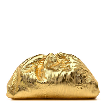 Bottega Veneta Metallic Bark Calfskin Embossed The Pouch Oversized Clutch Oro 1 of 7
