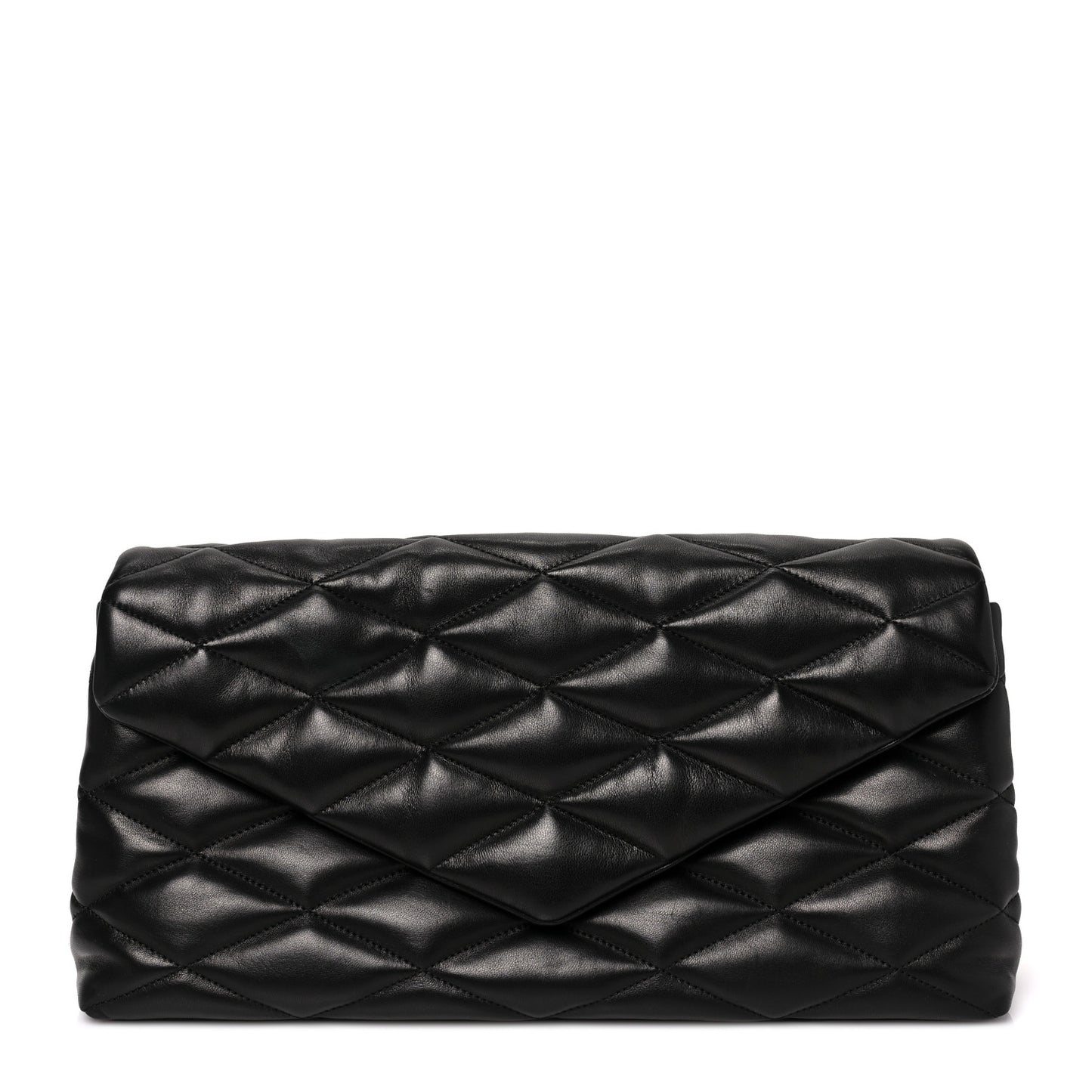 Lambskin Quilted Sade Puffer Envelope Clutch Black