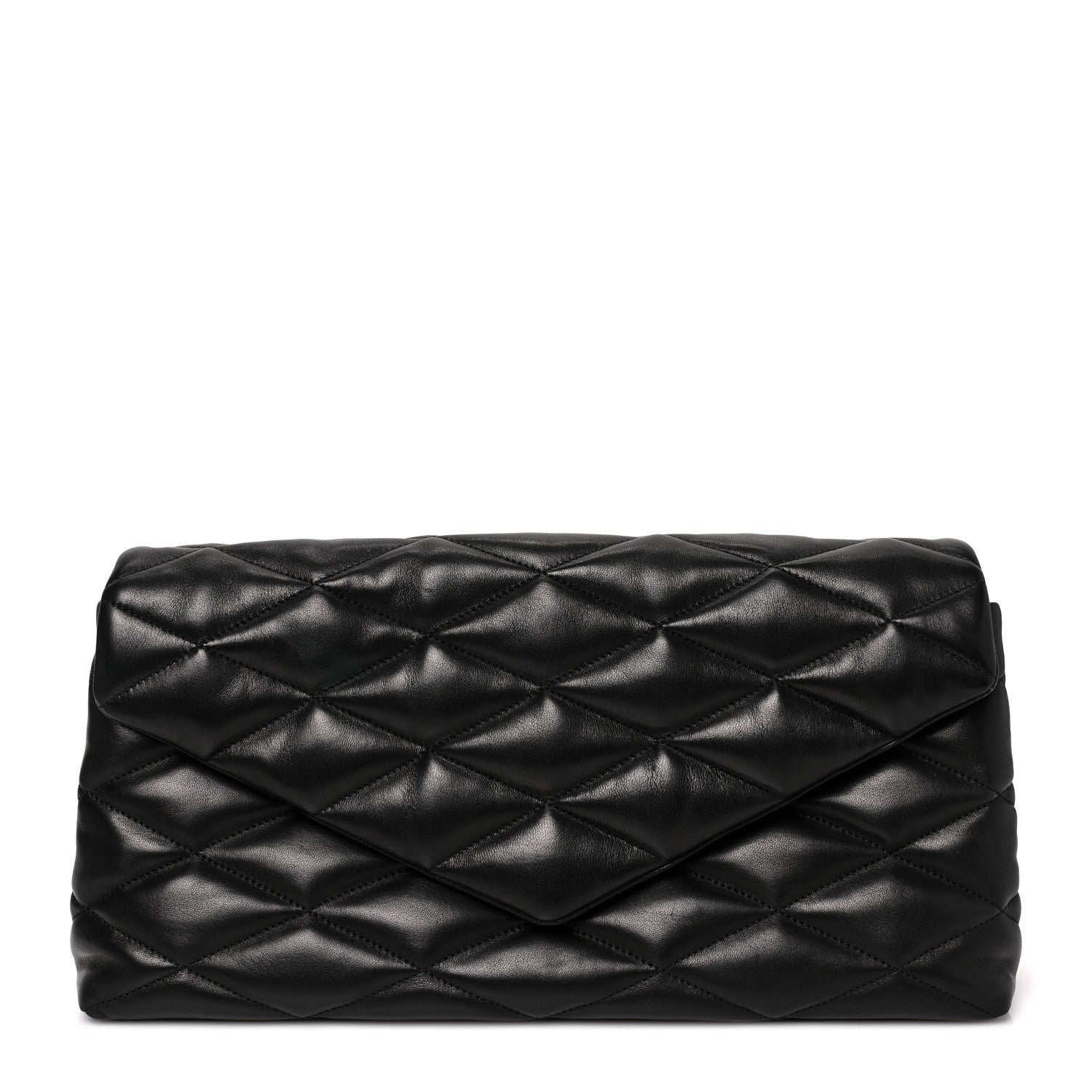Saint Laurent Lambskin Quilted Sade Puffer Envelope Clutch Black 1 of 9