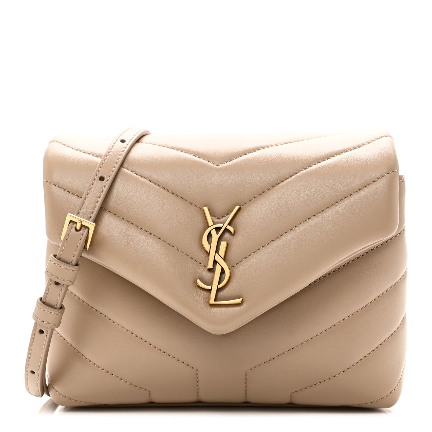 Calfskin Y Quilted Monogram Toy Loulou Crossbody Bag Dark Beige