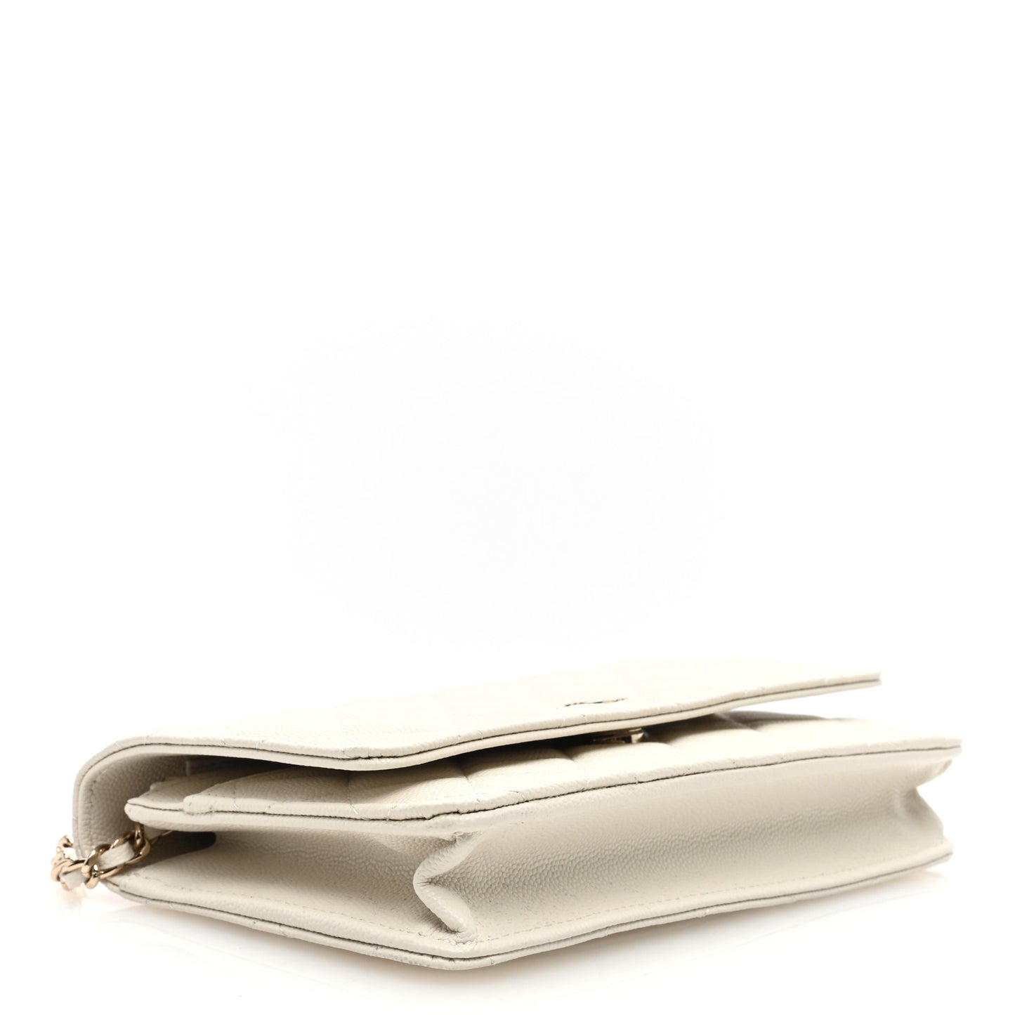 Caviar Quilted Wallet on Chain WOC White