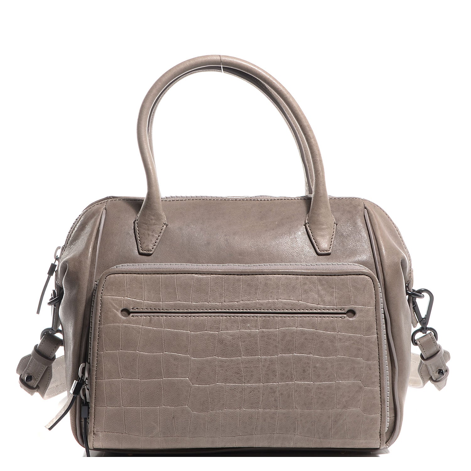 Alexander McQueen McQ Crocodile Embossed Lambskin The YT Bag Dove Grey 1 of 11