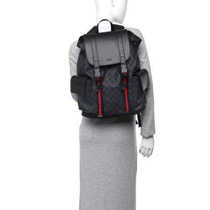 Gucci Soft GG Supreme Monogram Calfskin Web Double Buckle Backpack Black 2 of 15