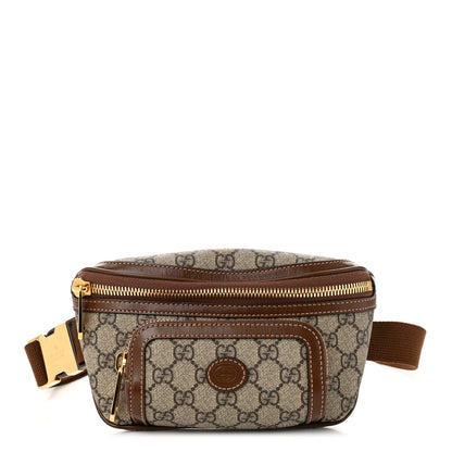 Gucci GG Supreme Monogram Textured Calfskin Retro Interlocking G Belt Bag Beige Ebony Brown Sugar 1 of 11