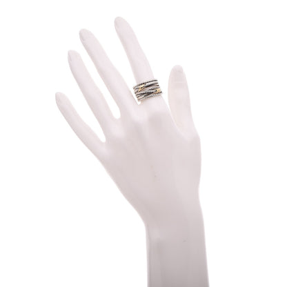 David Yurman Sterling Silver 18K Yellow Gold 14mm Double X Crossover Ring 52 6 2 of 5